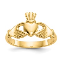 14K Yellow Gold Polished Claddagh Ring view 1