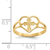 14K Yellow Gold Cross in Heart Ring view 3