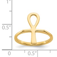 14K Yellow Gold Polished Ankh Egyptian Cross Ring view 3