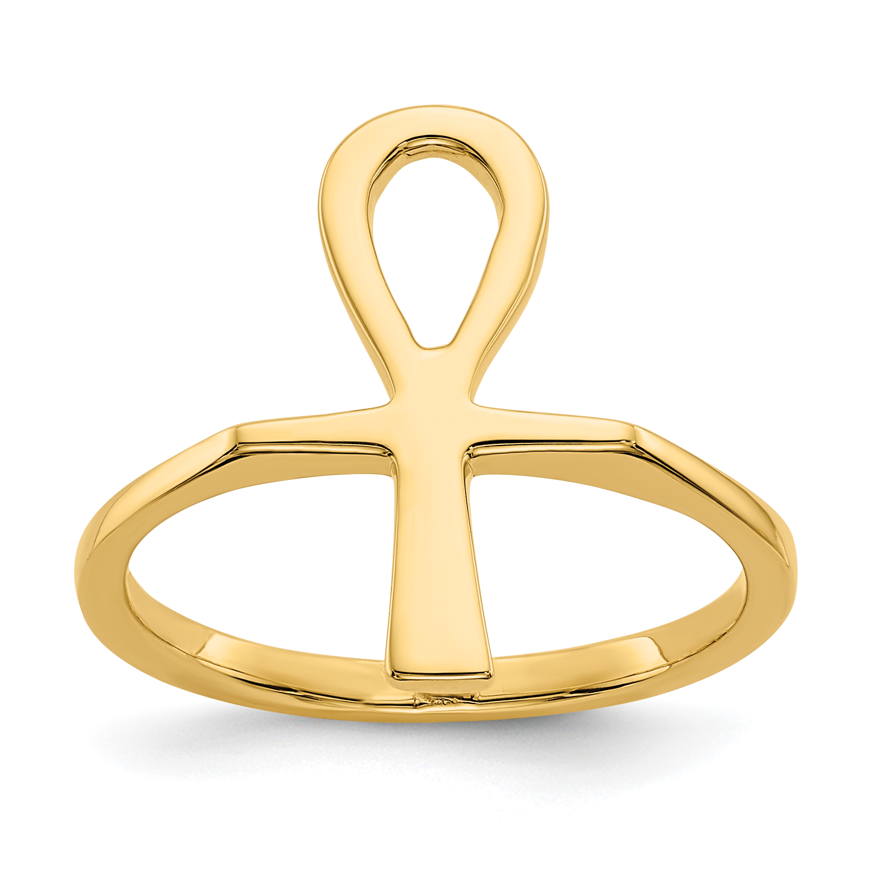 14k Polished Ankh Egyptian Cross Ring (R1322)