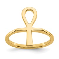 14K Yellow Gold Polished Ankh Egyptian Cross Ring view 1