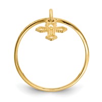 14K Polished Cross Dangle Charm Ring view 2