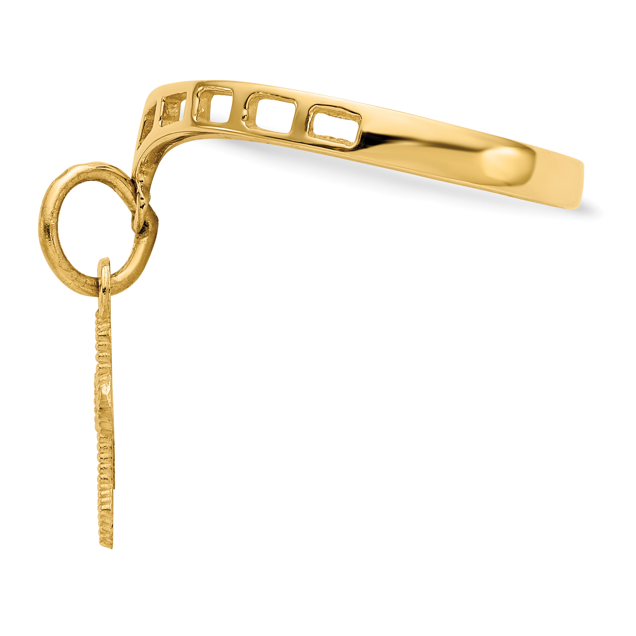 14k Polished Cross Dangle Charm Ring R133 - Bild 4 von 6
