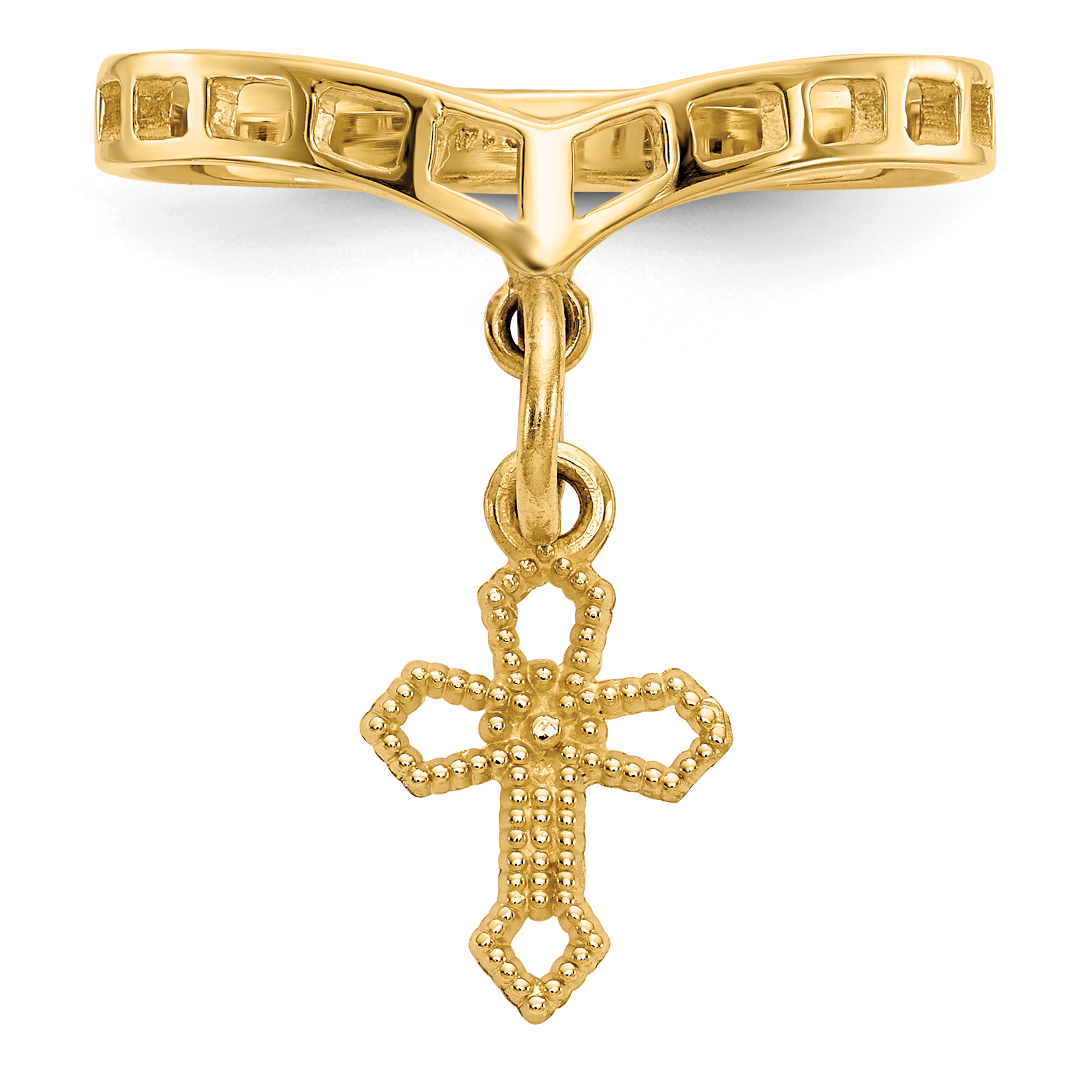 14k Polished Cross Dangle Charm Ring R133 - Bild 5 von 6