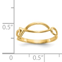 14K Yellow Gold Polished Ichthus Fish Ring view 3