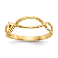 14K Yellow Gold Polished Ichthus Fish Ring view 1