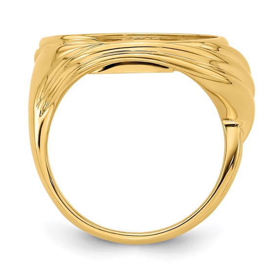 14ky Ladies' Triple Curved Twist Prong Coin Bezel Ring                