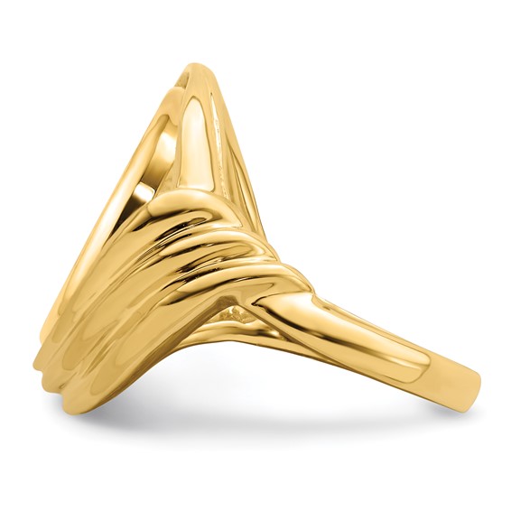 14ky Ladies' Triple Curved Twist Prong Coin Bezel Ring                