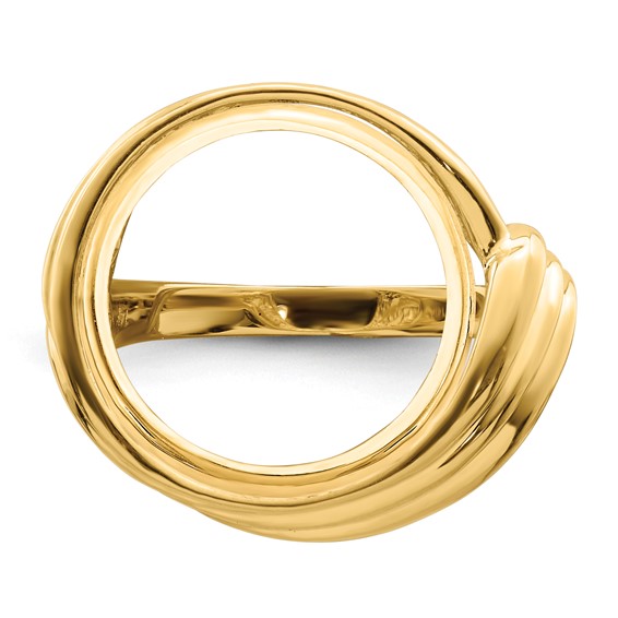 14ky Ladies' Triple Curved Twist Prong Coin Bezel Ring                