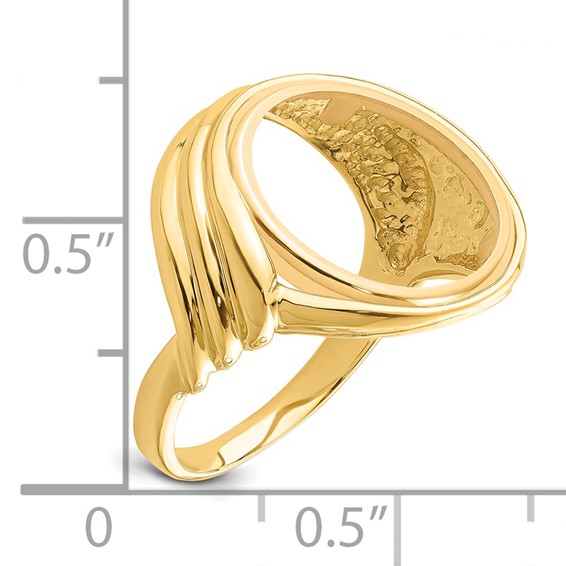 14ky Ladies' Triple Curved Twist Prong Coin Bezel Ring                