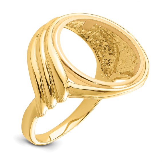 14ky Ladies' Triple Curved Twist Prong Coin Bezel Ring                