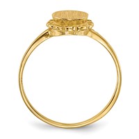 14K Yellow Gold 6.5x 7.5mm Oval Open Back Scalloped Edge Signet Ring view 2