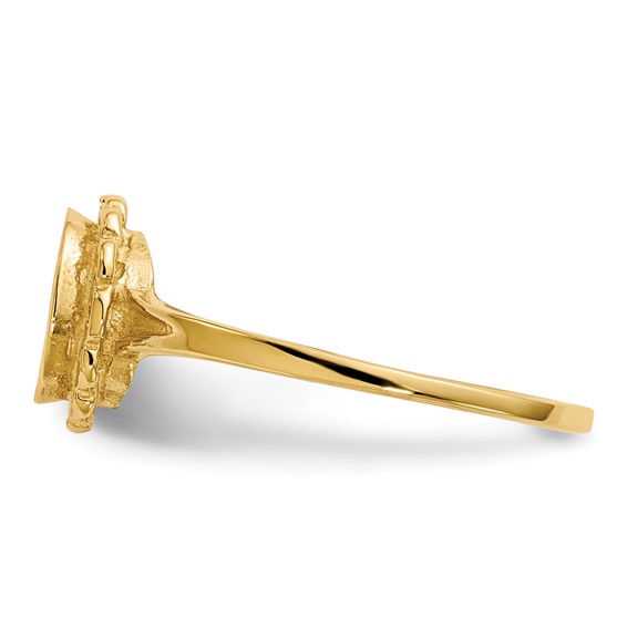 Gold Polished Bordered Open Back Signet Ring