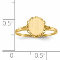 14K Yellow Gold 6.5x 7.5mm Oval Open Back Scalloped Edge Signet Ring view 5
