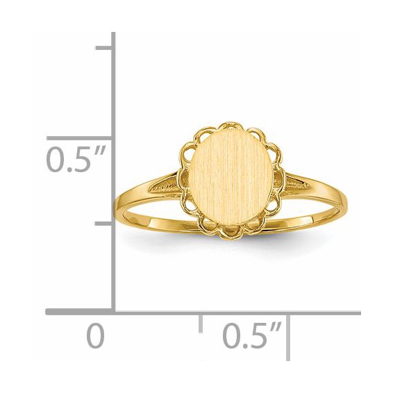 Gold Polished Bordered Open Back Signet Ring