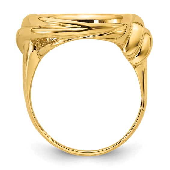 14ky Ladies' Double Curved Twist Prong Coin Bezel Ring                