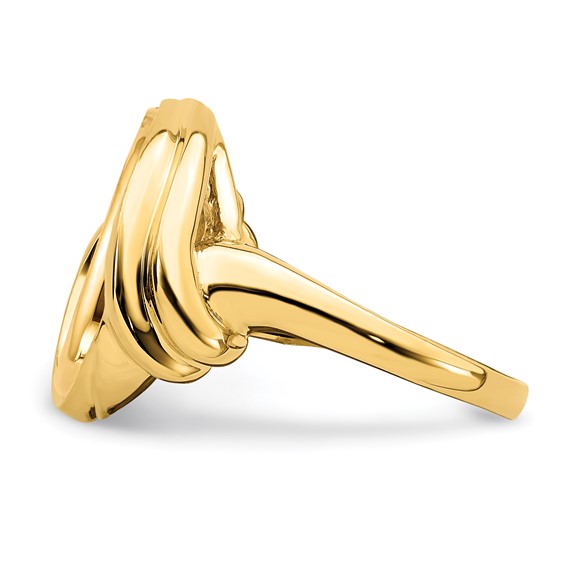 14ky Ladies' Double Curved Twist Prong Coin Bezel Ring                