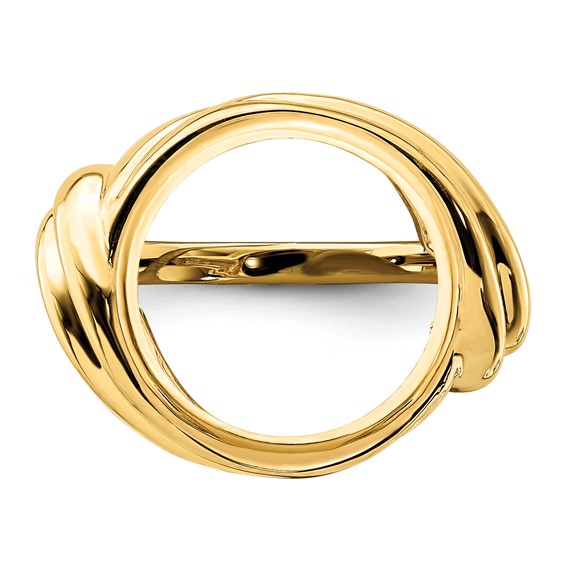 14ky Ladies' Double Curved Twist Prong Coin Bezel Ring                