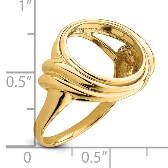 14ky Ladies' Double Curved Twist Prong Coin Bezel Ring                