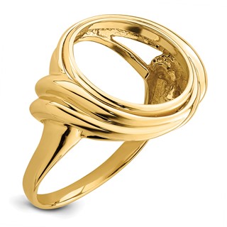 14ky Ladies' Double Curved Twist Prong Coin Bezel Ring                