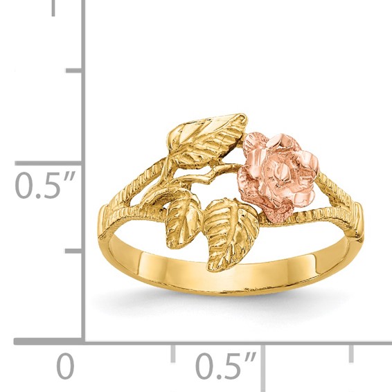 14k Two-tone Diamond-Cut Rose Ring