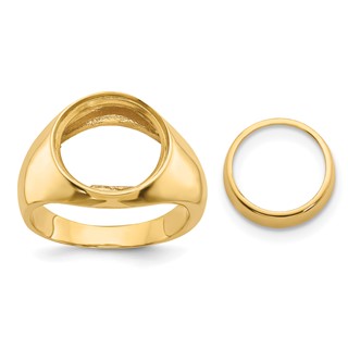 14ky Polished Men's Comfort Fit Coin Bezel Ring                       