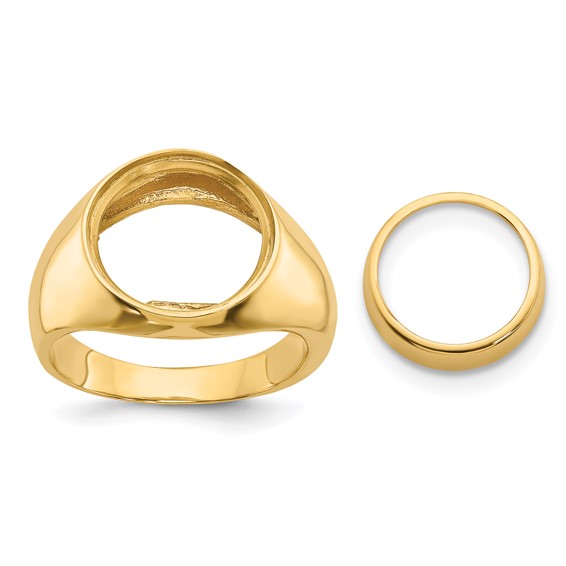 14ky Polished Men's Comfort Fit Coin Bezel Ring                       