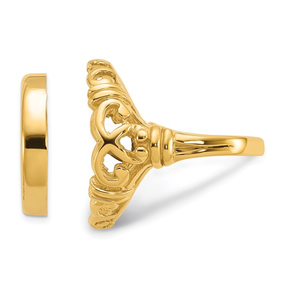 14ky Ladies' Wire Fancy Curved "X" Prong Coin Bezel Ring          