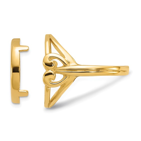 Wideband Distinguished Coin Jewelry 14k Ladies' Polished Fancy Curved Wire Heart 14.0mm Coin Bezel Ring