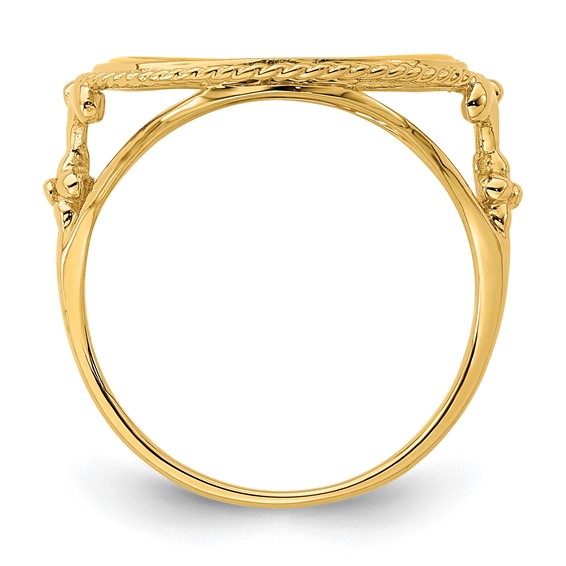 14ky Ladies' Wire Fancy Twisted Edge Prong Coin Bezel Ring            