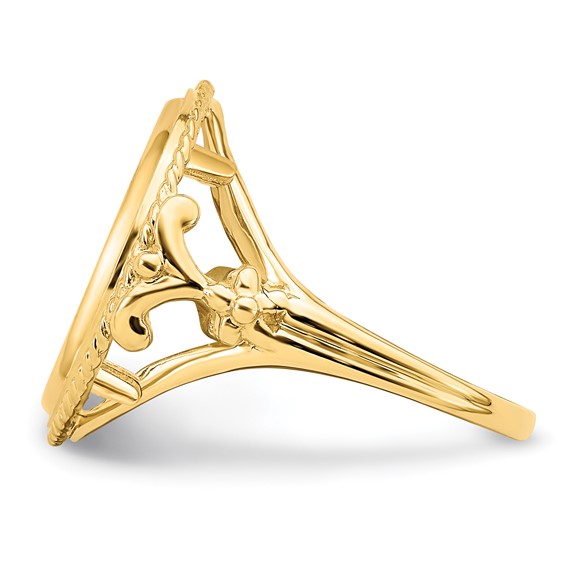 14ky Ladies' Wire Fancy Twisted Edge Prong Coin Bezel Ring            