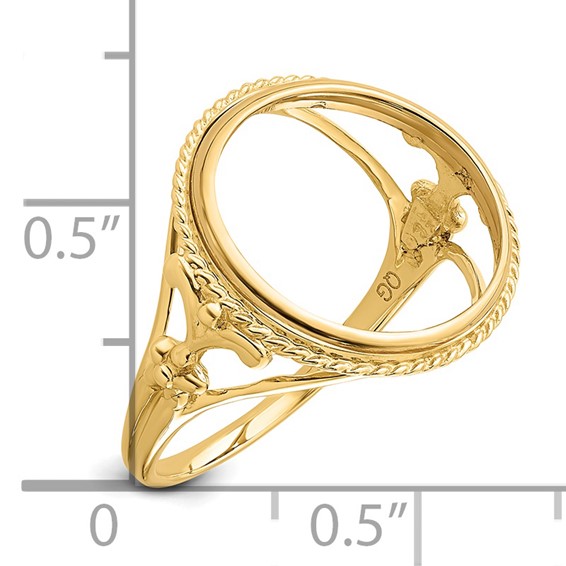 14ky Ladies' Wire Fancy Twisted Edge Prong Coin Bezel Ring            