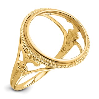 14ky Ladies' Wire Fancy Twisted Edge Prong Coin Bezel Ring            