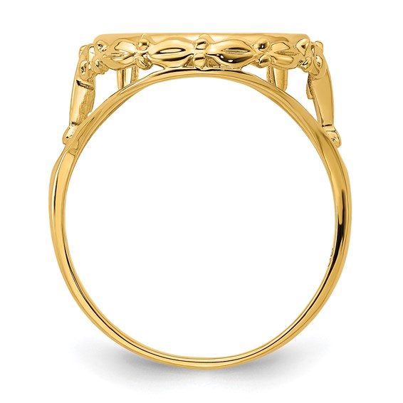 14ky Ladies' Wire Fancy Scroll Prong Coin Bezel Ring                  