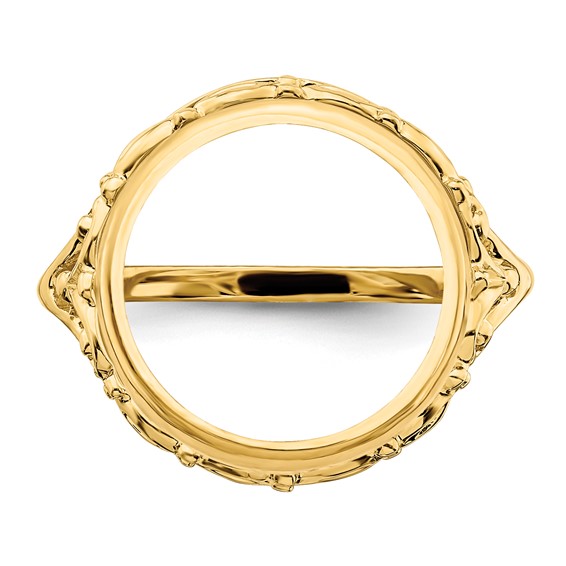 14ky Ladies' Wire Fancy Scroll Prong Coin Bezel Ring                  