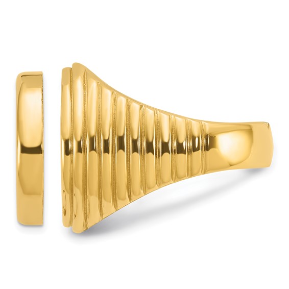 14ky Men's Comfort Fit Coil Design Coin Bezel Ring                  