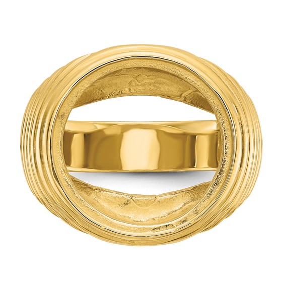 14ky Men's Comfort Fit Coil Design Coin Bezel Ring                  