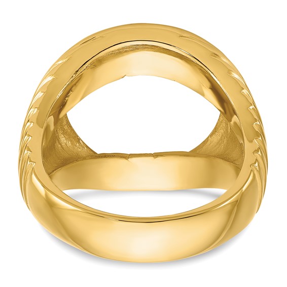 14ky Men's Comfort Fit Coil Design Coin Bezel Ring                  