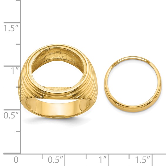 14ky Men's Comfort Fit Coil Design Coin Bezel Ring                  