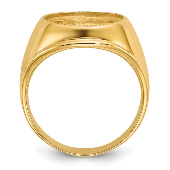 14ky Men's Comfort Fit Concaved Coin Bezel Ring