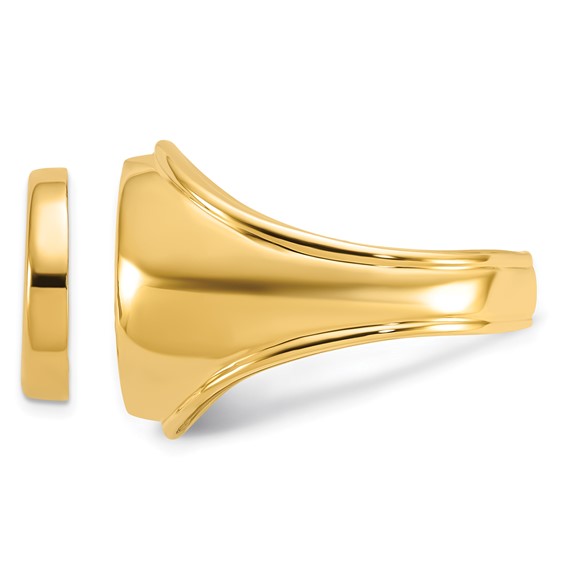 14ky Men's Comfort Fit Concaved Coin Bezel Ring