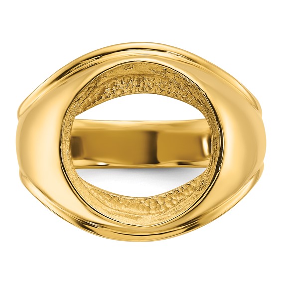 14ky Men's Comfort Fit Concaved Coin Bezel Ring