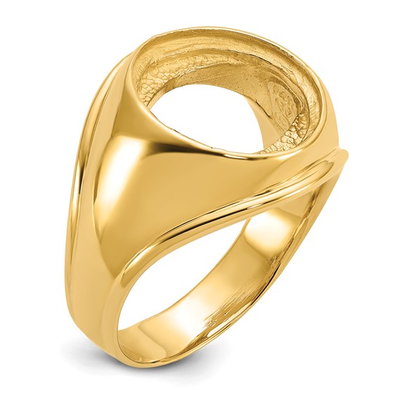 14ky Men's Comfort Fit Concaved Coin Bezel Ring
