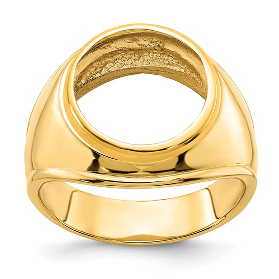 14ky Men's Comfort Fit Concaved Coin Bezel Ring
