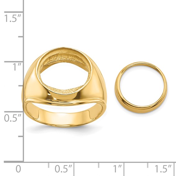 14ky Men's Comfort Fit Concaved Coin Bezel Ring