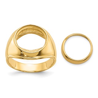 14ky Men's Comfort Fit Concaved Coin Bezel Ring