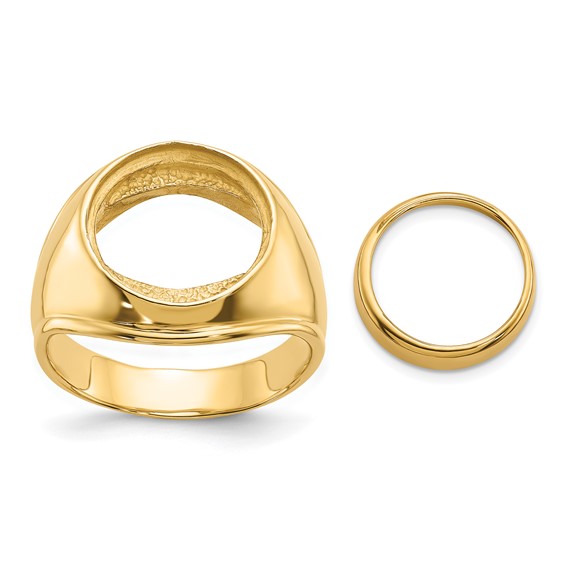 14ky Men's Comfort Fit Concaved Coin Bezel Ring