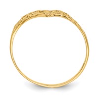 14K Yellow Gold Diamond-Cut Filigree V-Shape Ring view 2