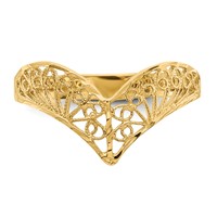 14K Yellow Gold Diamond-Cut Filigree V-Shape Ring view 5