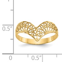 14K Yellow Gold Diamond-Cut Filigree V-Shape Ring view 3